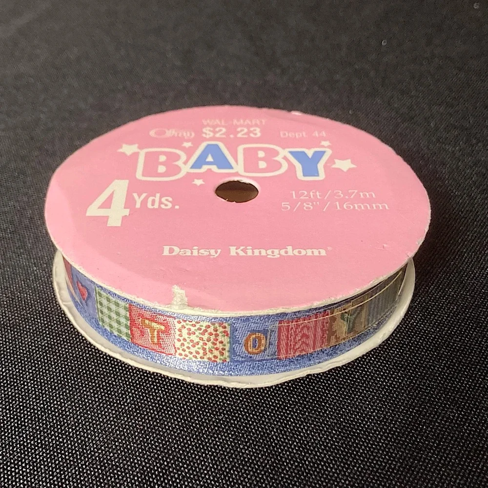 ⭐️❤️‍🔥 Vintage Daisy Kingdom Multicolor Baby Shower Ribbon 4 yards 3.7m” x 144”